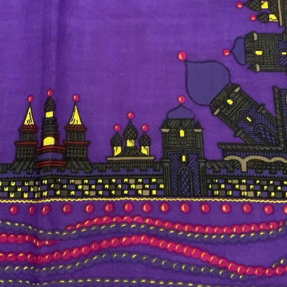 ALBERT NIPON VINTAGE WOOL CHALLIS SCARF STOLE WITH RUSSIAN MOTIFS - Picture 9 of 16